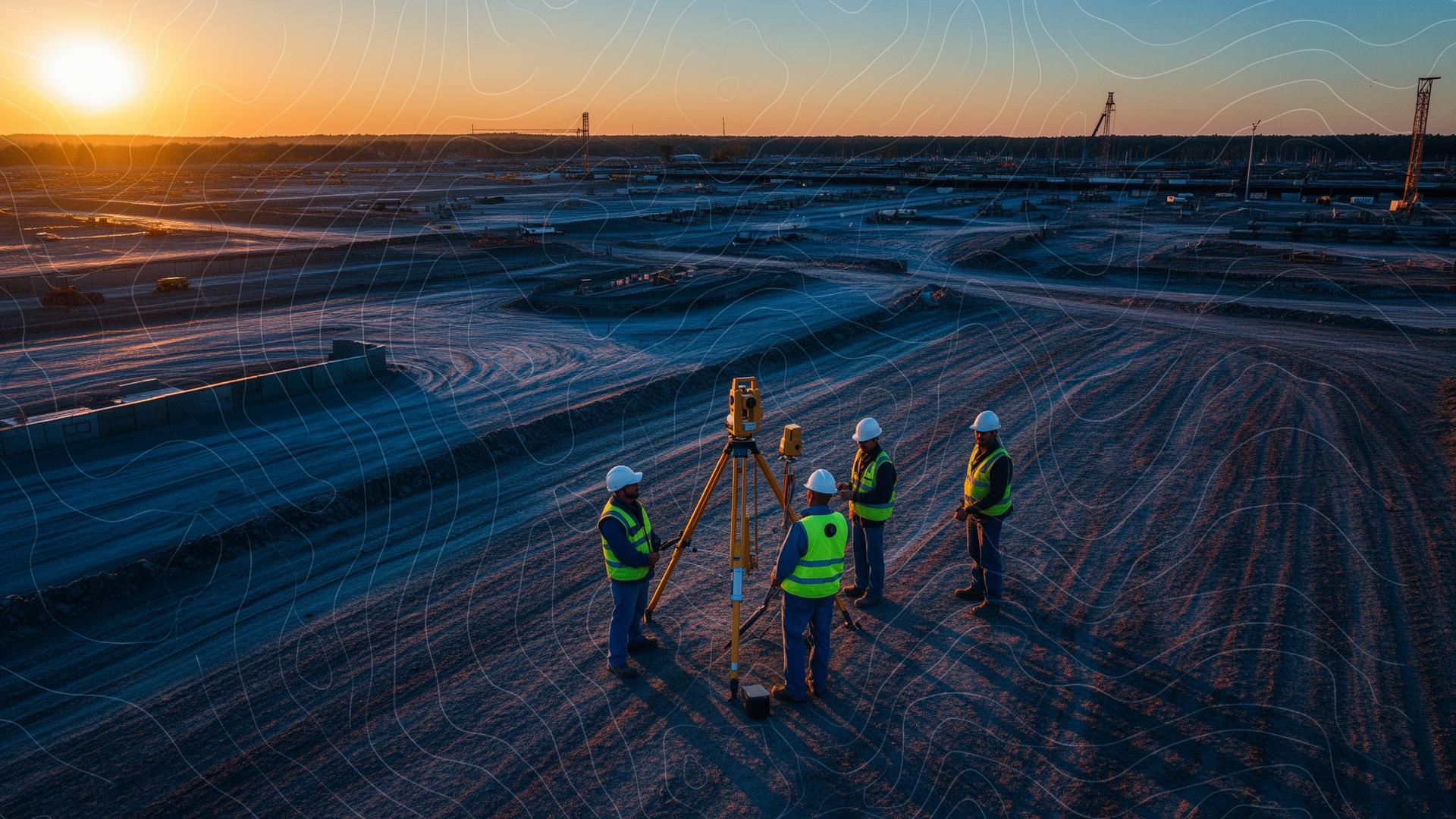 Surveyors at work on infrastructure site